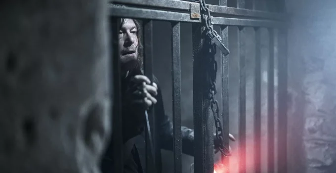 Daryl preso em cena do Episódio 4 da 1ª Temporada de The Walking Dead: Daryl Dixon.