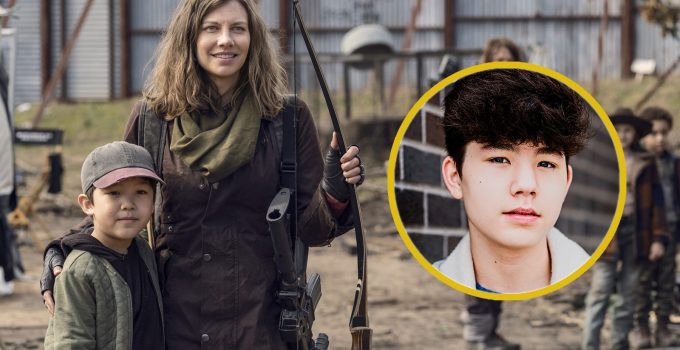Montagem com foto de Maggie e Hershel Rhee na 11ª temporada de The Walking Dead e uma foto do ator Logan Kim, o Hershel de The Walking Dead: Dead City.