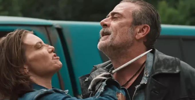 Maggie apontando uma faca para Negan em cena da 1ª temporada de The Walking Dead: Dead City.