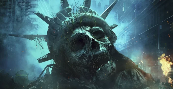 Estátua da Liberdade zumbificada em pôster promocional de The Walking Dead: Dead City.