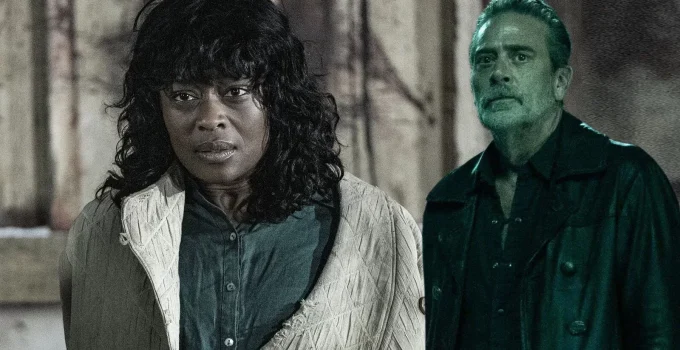 Montagem com Annie em The Walking Dead e Negan em The Walking Dead: Dead City.