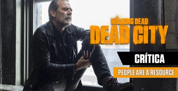Negan pensativo em arte da crítica do episódio 3 da 1ª temporada de The Walking Dead: Dead City.