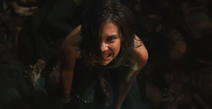 Maggie colocando toda a sua força em cena do episódio 5 da 1ª temporada de The Walking Dead: Dead City.