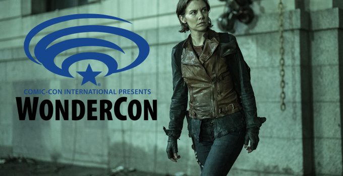 Montagem com imagem de Maggie em cena de The Walking Dead: Dead City e a logo da WonderCon.