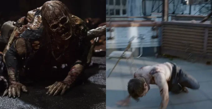 Imagens de possíveis zumbis variantes que aparecem no trailer de The Walking Dead: Dead City.