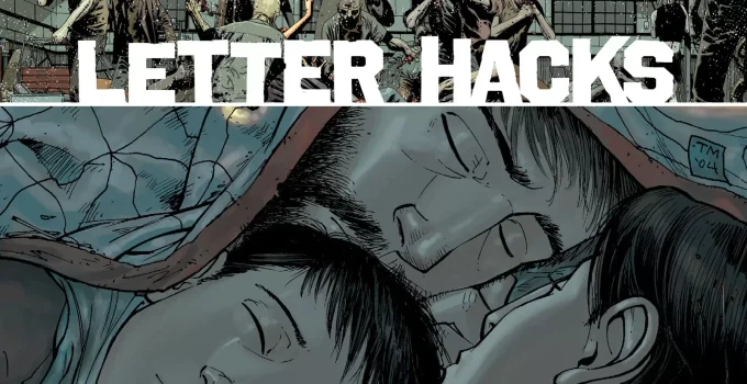 Arte com imagem da capa da The Walking Dead Deluxe 11 para o Letter Hacks.