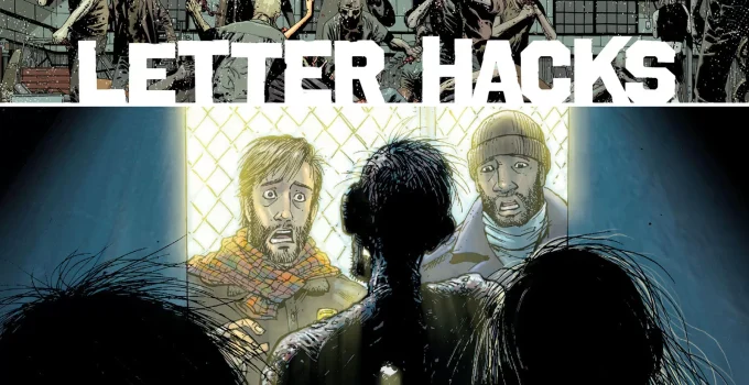 Arte com imagem da capa da The Walking Dead Deluxe 13 para o Letter Hacks.