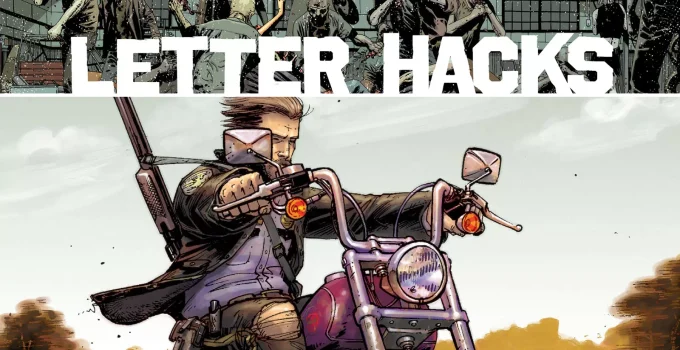 Arte com imagem da capa da The Walking Dead Deluxe 15 para o Letter Hacks.