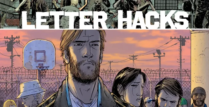 Arte com imagem da capa da The Walking Dead Deluxe 18 para o Letter Hacks.