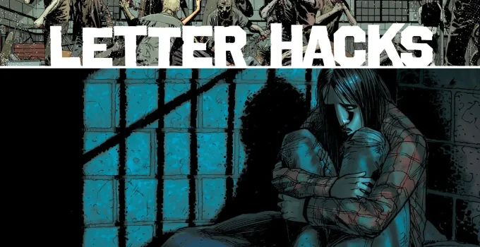 Arte com imagem da capa da The Walking Dead Deluxe 20 para o Letter Hacks.