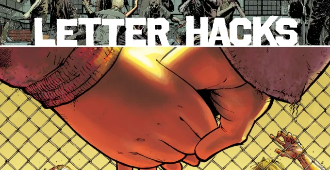 Arte com imagem da capa da The Walking Dead Deluxe 21 para o Letter Hacks.