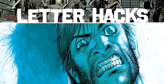 Arte com imagem da capa da The Walking Dead Deluxe 24 para o Letter Hacks.