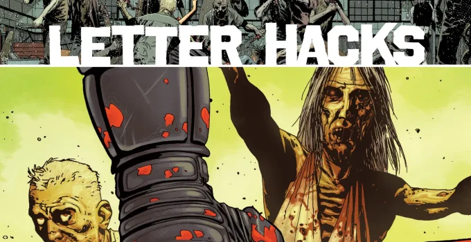 Arte com imagem da capa da The Walking Dead Deluxe 26 para o Letter Hacks.