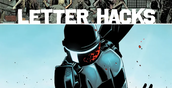 Arte com imagem da capa da The Walking Dead Deluxe 28 para o Letter Hacks.