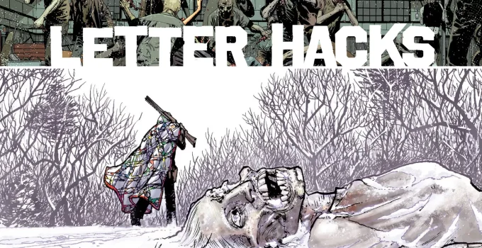 Arte com imagem da capa da The Walking Dead Deluxe 8 para o Letter Hacks.