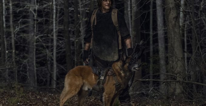 Daryl e Dog encarando algo ou alguém no episódio 4 da 11ª temporada de The Walking Dead.