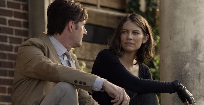 Maggie conversando com Lance em cena do episódio 12 da 11ª temporada de The Walking Dead.