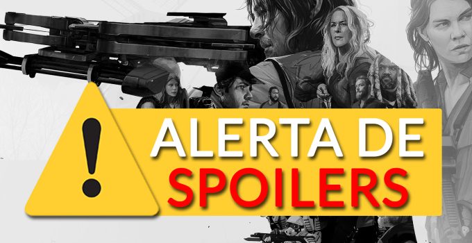 Pôster da 11ª temporada de The Walking Dead com mensagem de ALERTA DE SPOILER.