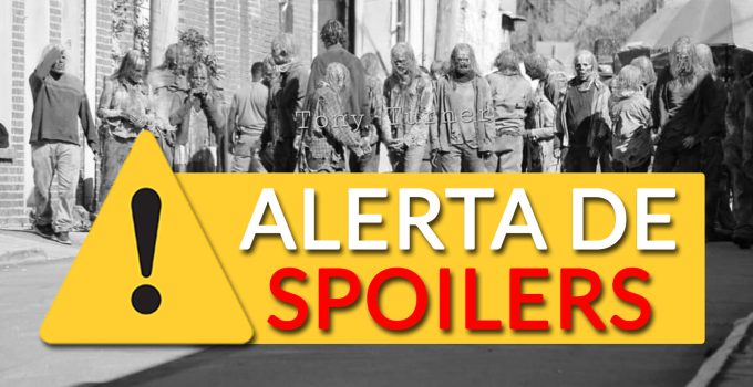 Walkers no set de gravações do último episódio de The Walking Dead.