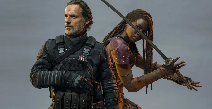 Rick e Michonne em portraits oficias de The Walking Dead: The Ones Who Live.