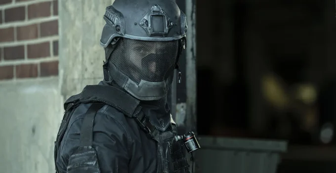 Rick utilizando seu traje da CRM em cena do Episódio 2 de The Walking Dead: The Ones Who Live.