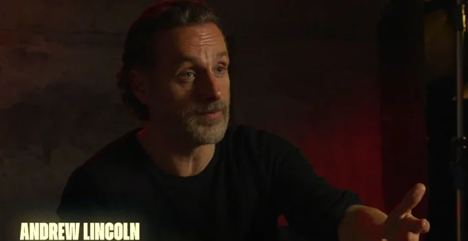 Andrew Lincoln (Rick) em entrevista para o especial "Por Dentro do Episódio" do Episódio 3 de The Walking Dead: The Ones Who Live.