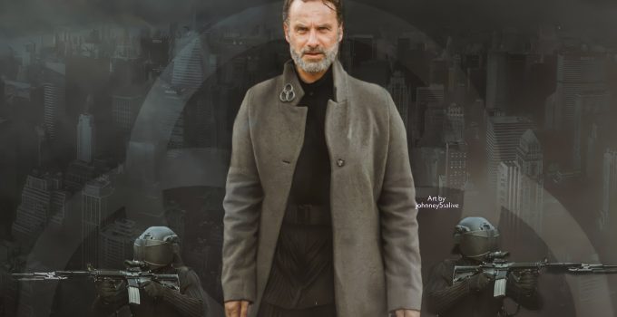 Montagem feito por fã onde vemos Rick Grimes como Major General Beale ao lado de soldados da CRM em The Walking Dead: World Beyond.