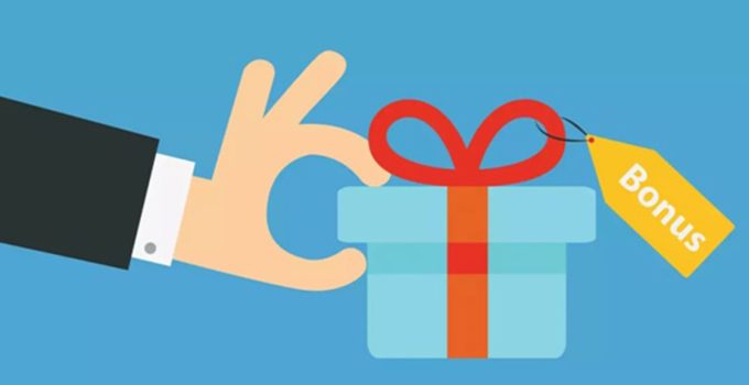 arte com mão segurando um prêmio de bonus