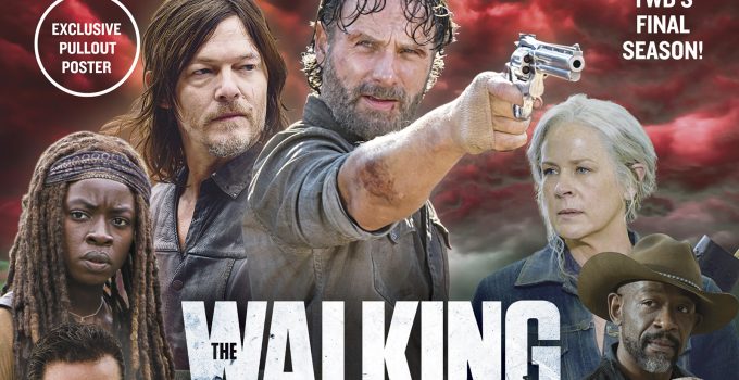 Negan, Michonne, Daryl, Rick, Carol e Morgan na capa da The Walking Dead: The Ultimate Survival Guide da TV Guide Magazine